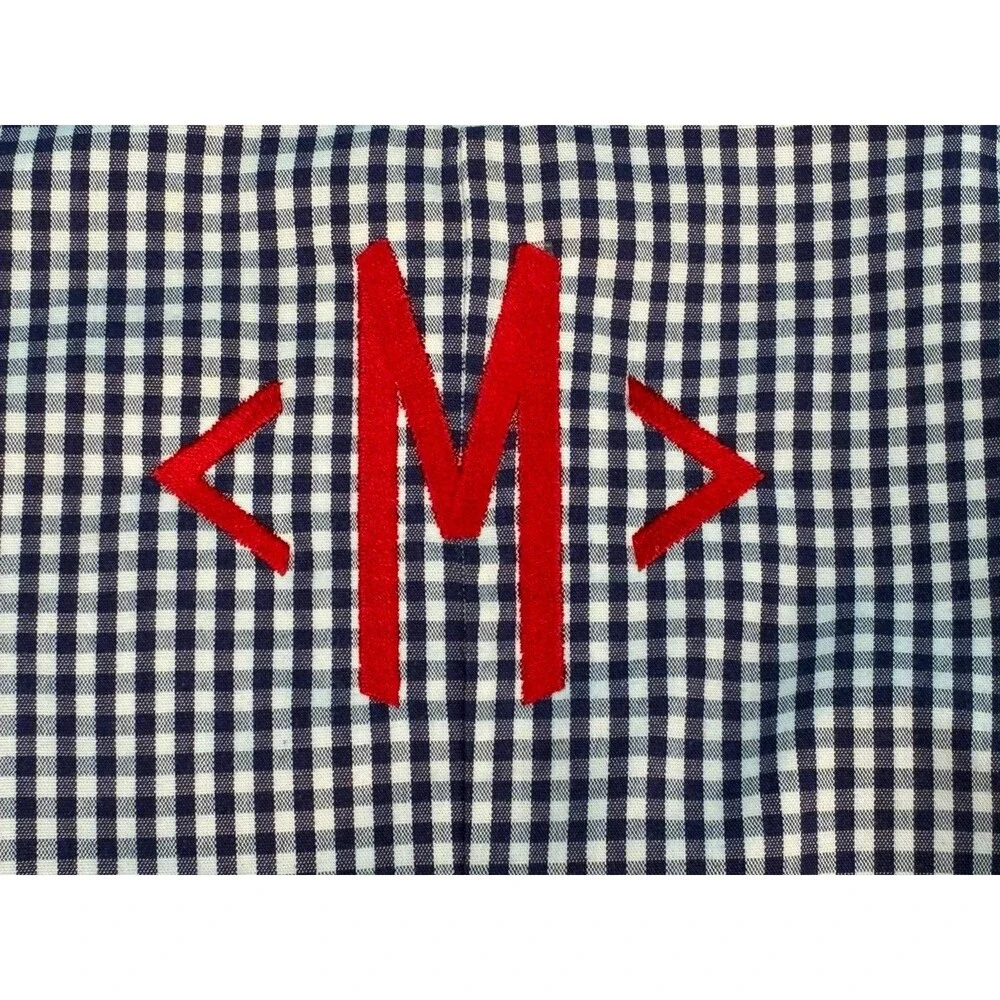 Kelly’s Kids Boys 12M Navy Gingham Monogram Shortall Jon Jon Romper NWOT Vintage
